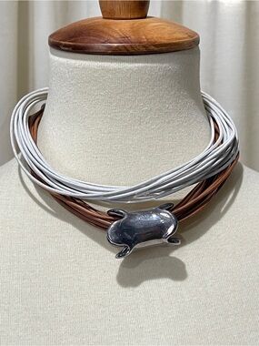 Simon Sebbag 2 Multi-Strand Leather Necklaces with 1 Silver Slide Bead Accent